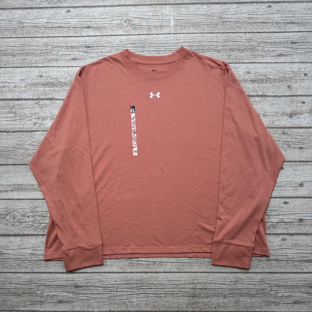 NEW Under Armour T-Shirt Women's Medium Pink Loose Fit Long Sleeve Athleisure